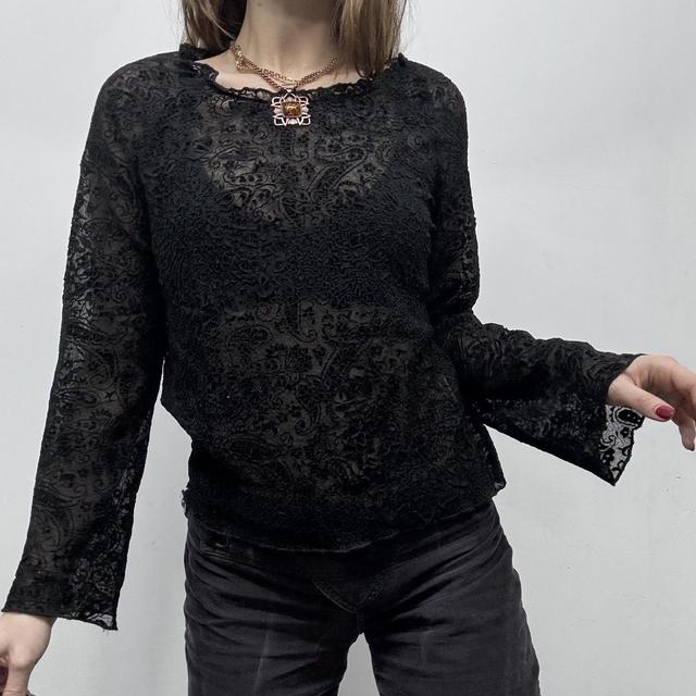 Sheer black flared gothic blouse