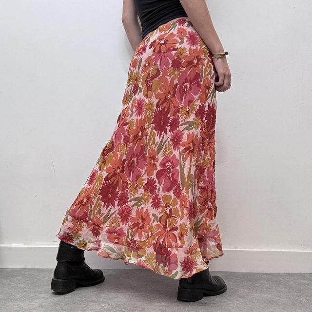 Sheer layered floral ruffle fairy maxi skirt