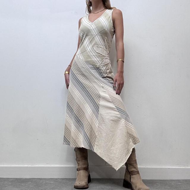 Prinstripe asymmetrical linen dress