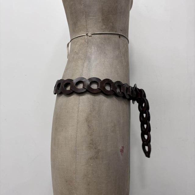 Woven brown leather belt