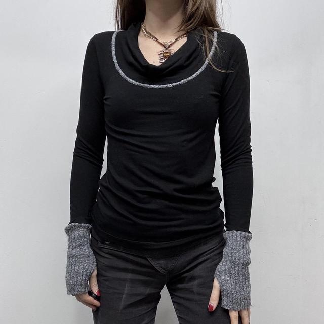 Black Cop Copine drape neck top