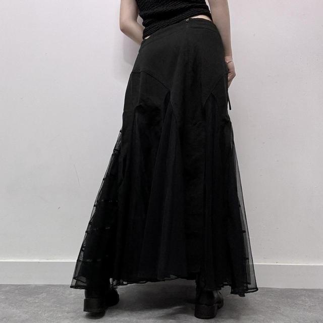 Gothic sheer black mesh maxi skirt