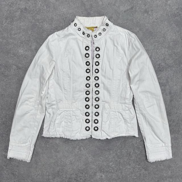 White flared eyelet jacket