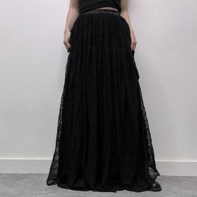 Gothic sheer black mesh maxi skirt