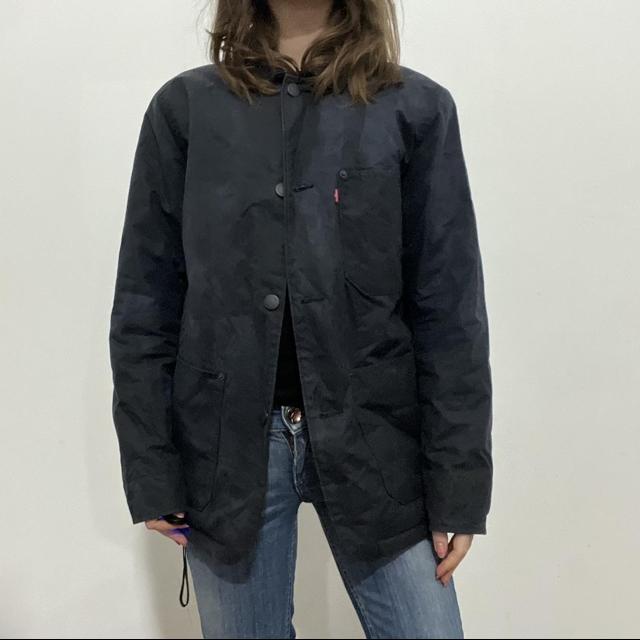 Distressed waxed cotton workwear jacket