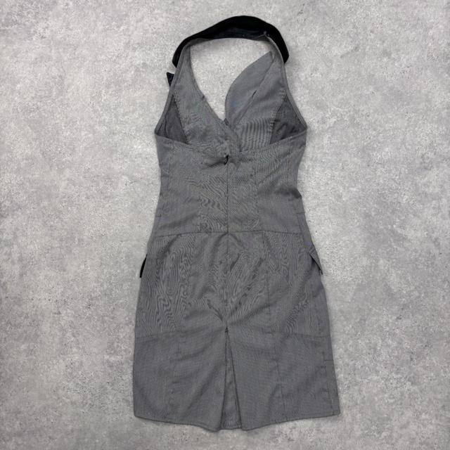 Grey officecore waistcoat halter dress