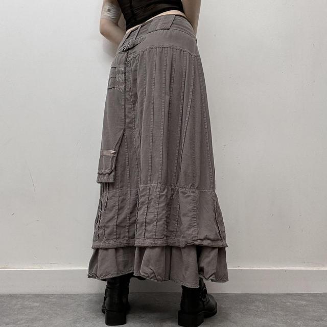 Pinstripe archival cargo maxi skirt