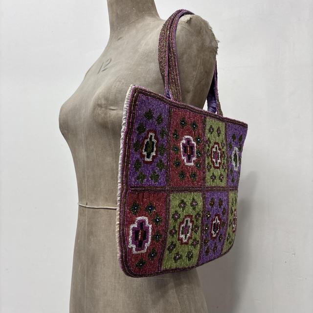 Beaded patterned tote bag
