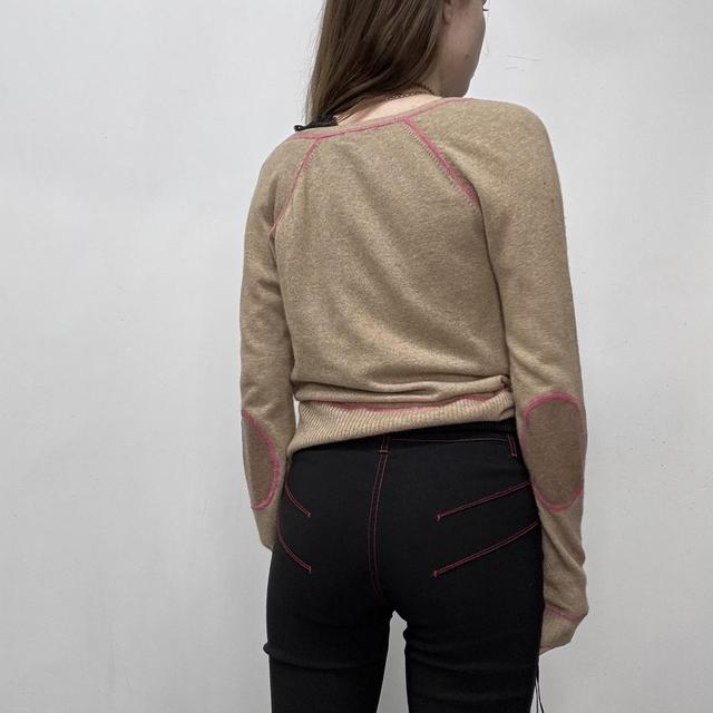 Slouchy tan knit cashmere cardigan