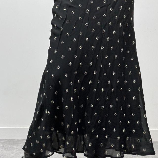 Black bias cut patterned summer skirt