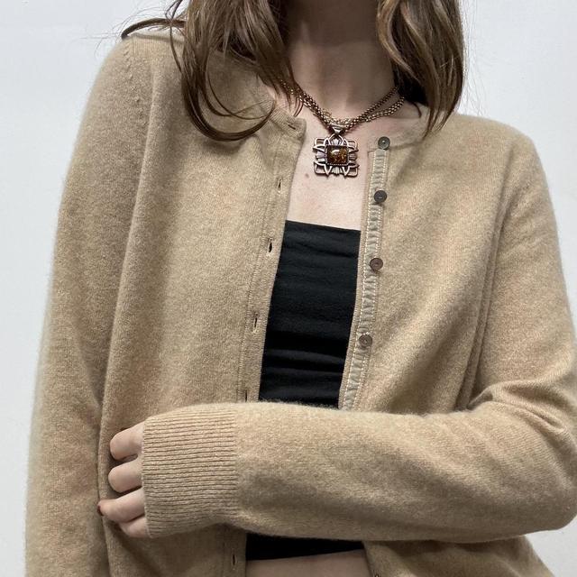 Tan knitted cashmere cardigan