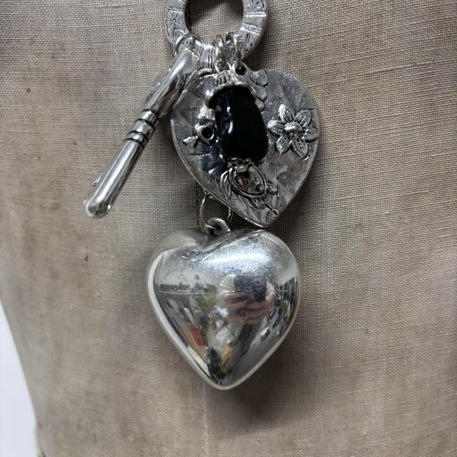 Chunky silver charm necklace