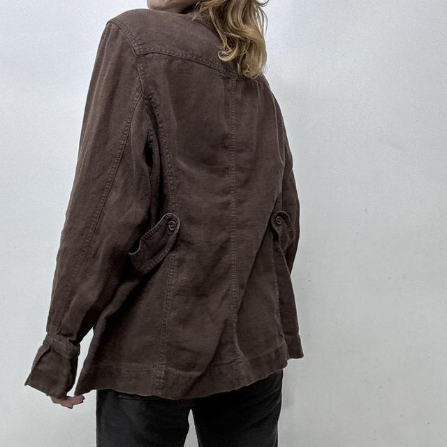 Oversized brown linen slouchy jacket