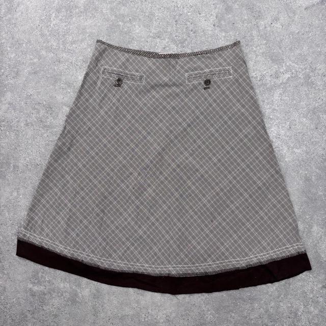 Checked tartan brown midi skirt