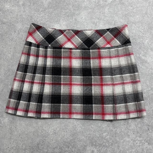 Black and red checked pleated kilt