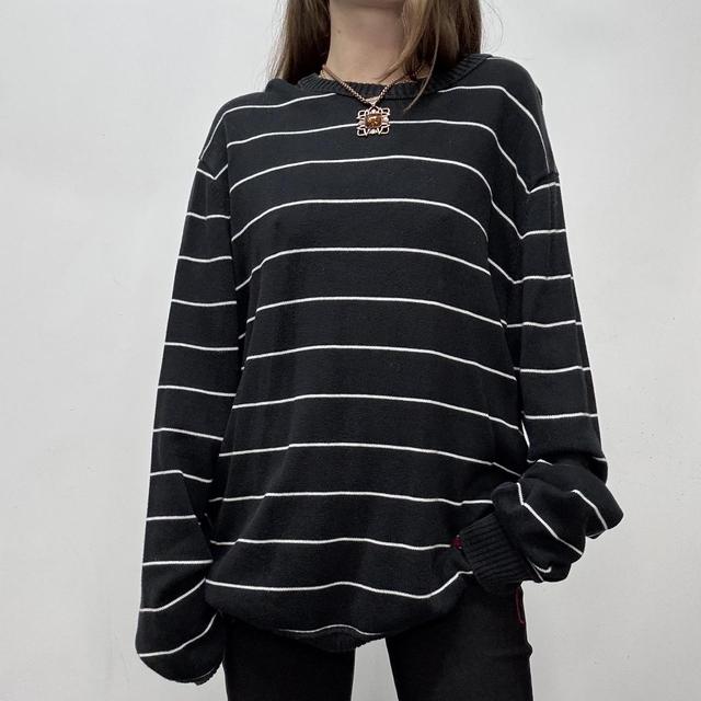 Black chunky knit pinstripe jumper
