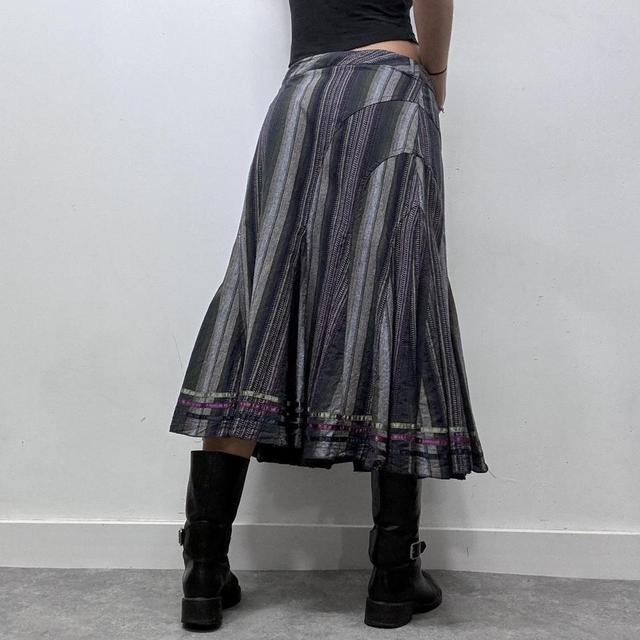 Flared pinstripe midi skirt