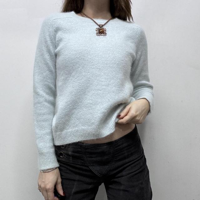 Soft fluffy blue angora jumper