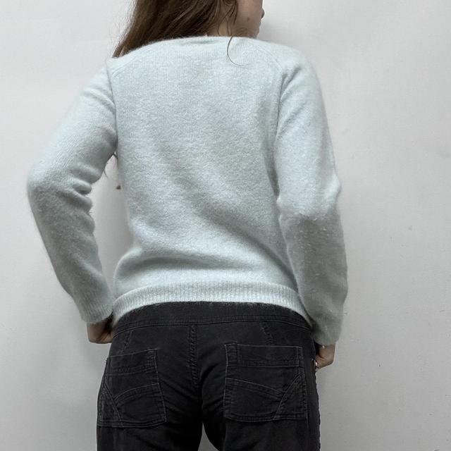Soft fluffy blue angora jumper