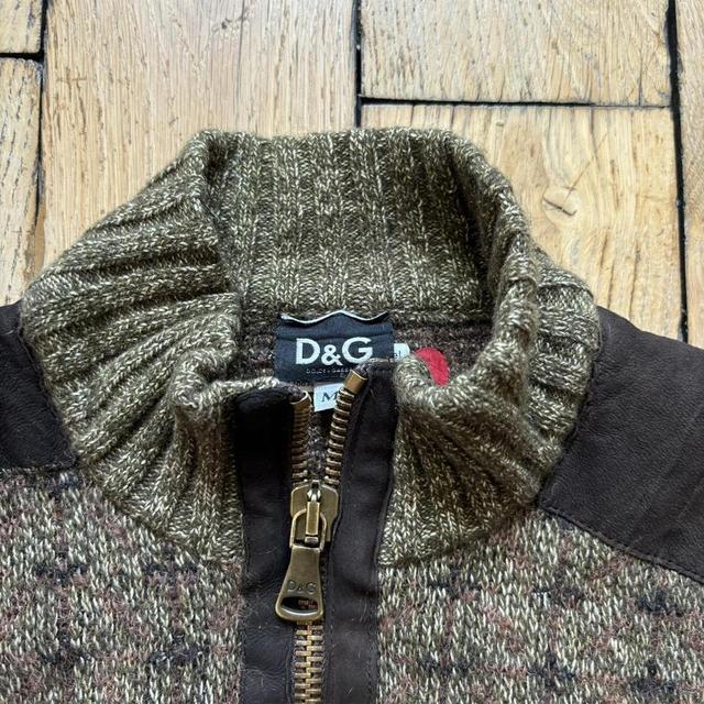 D&G brown knitted zip-up jumper