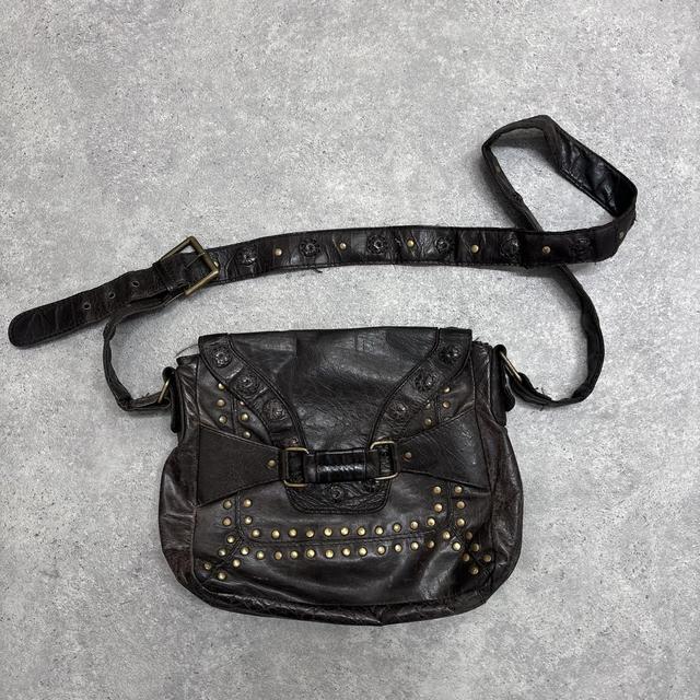 Studded brown leather bag