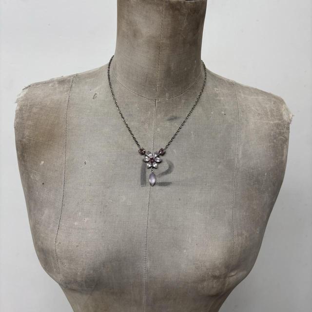 Pink gemstone fairy flower necklace