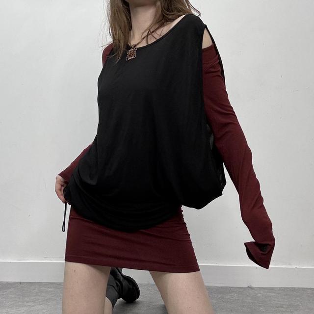 Slouchy layered long sleeve dress