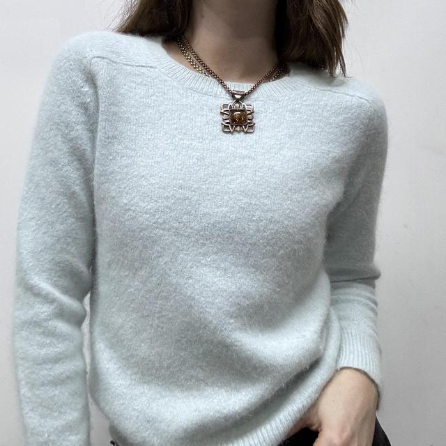Soft fluffy blue angora jumper