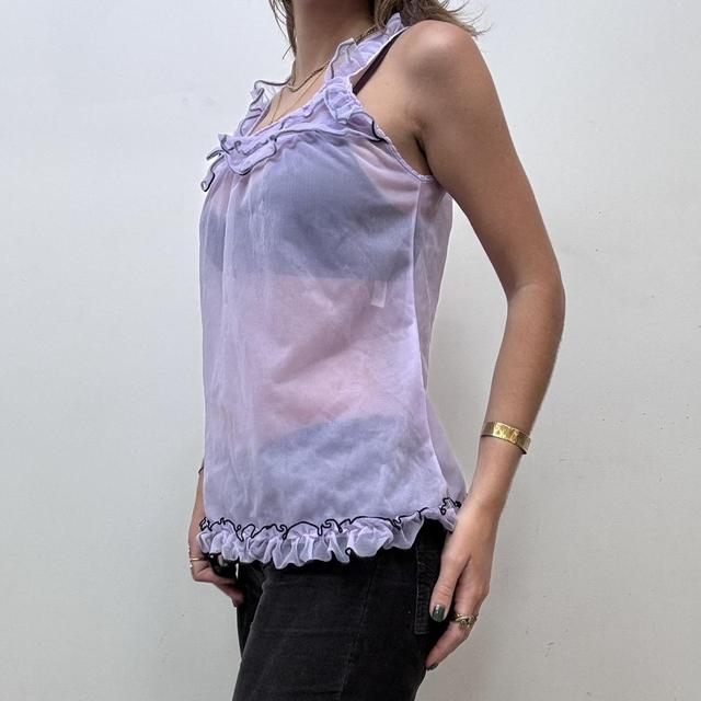 Vintage sheer lilac ruffle vest