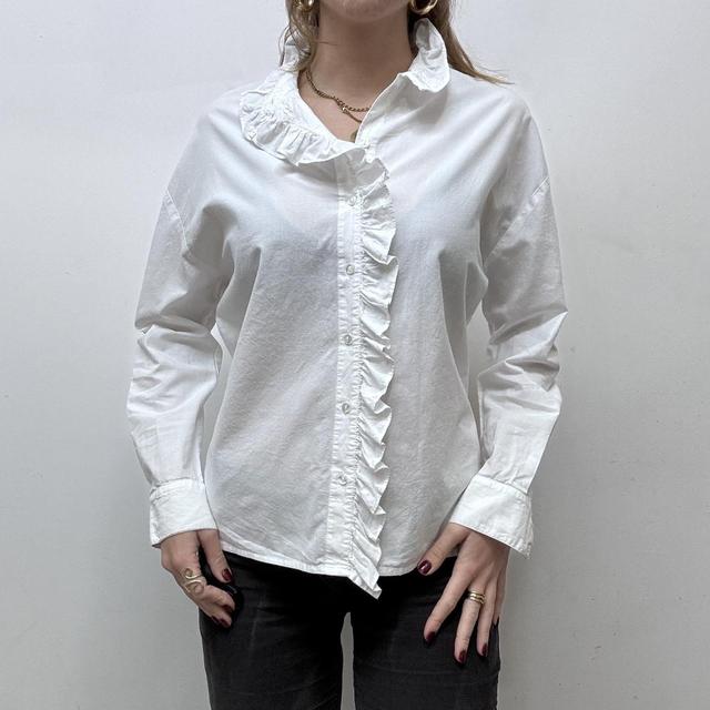 White ruffle coquette shirt