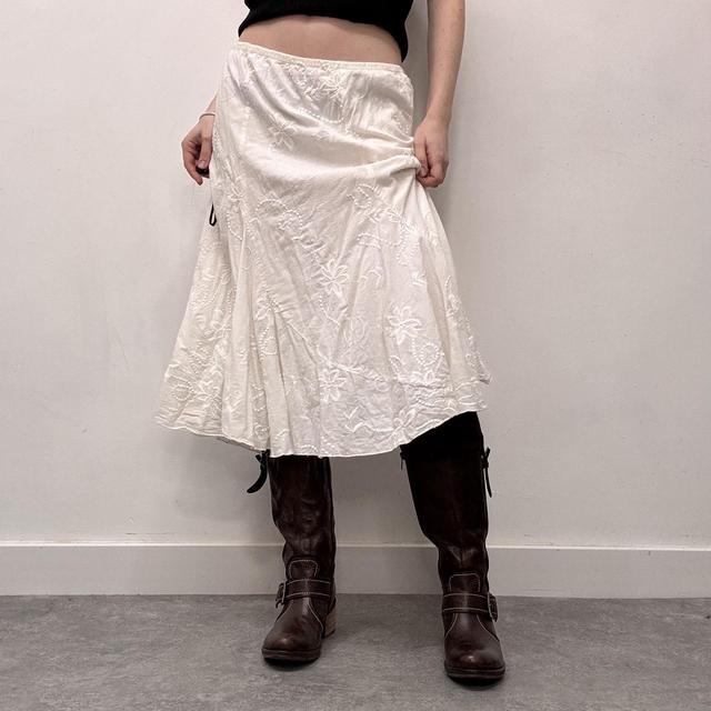 White cotton flared maxi skirt