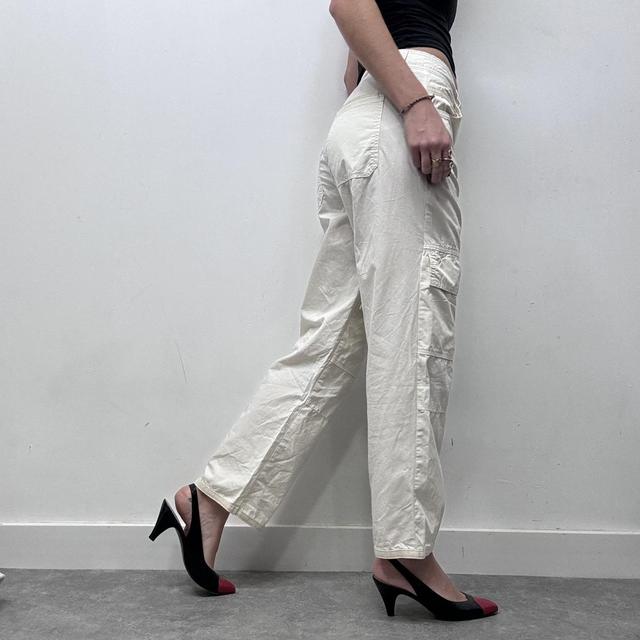 White straight leg minimalist tech trousers