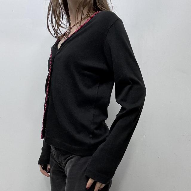 Black ruffle lace ribbon cardigan
