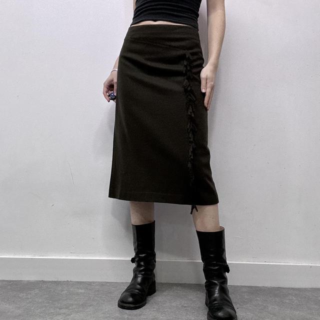 Khaki aline wool skirt