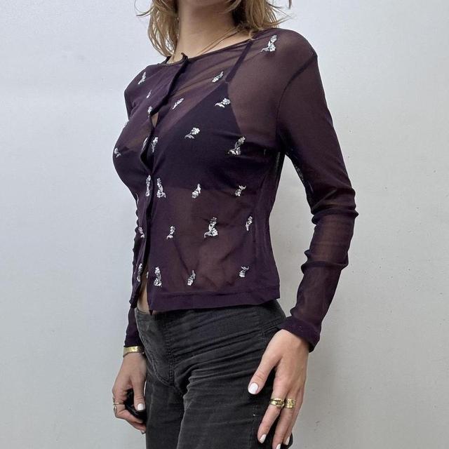 Sheer mesh floral cardigan
