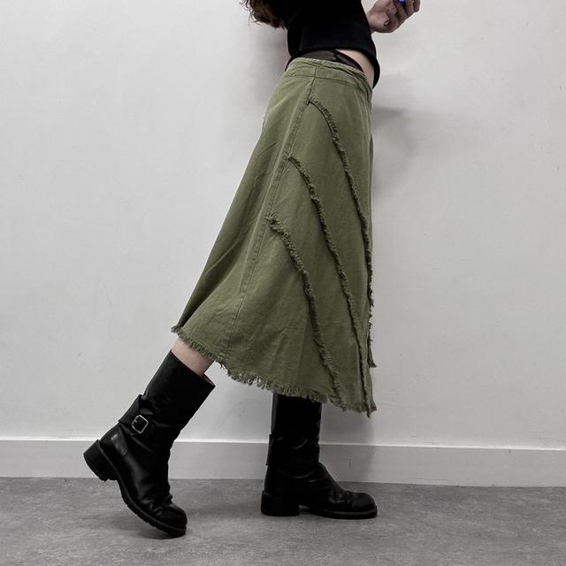 Asymmetric flared midi green fairy skirt