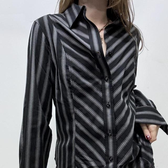 Office pinstripe flared grunge shirt