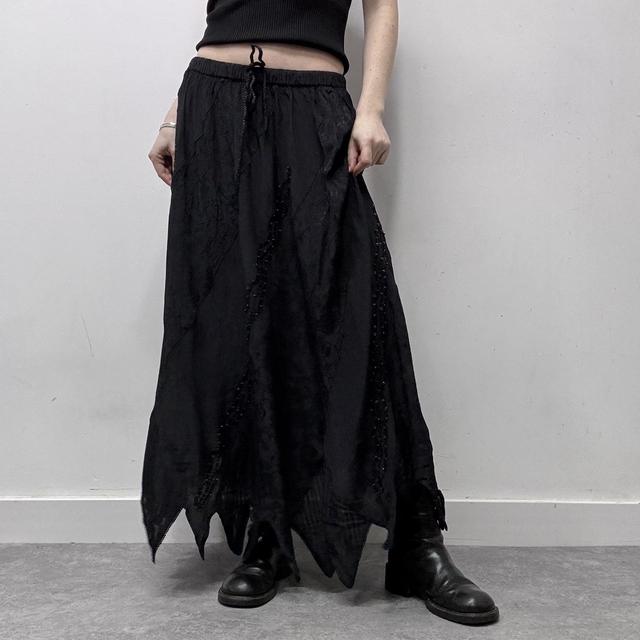 Black fairy grunge handkerchief maxi skirt