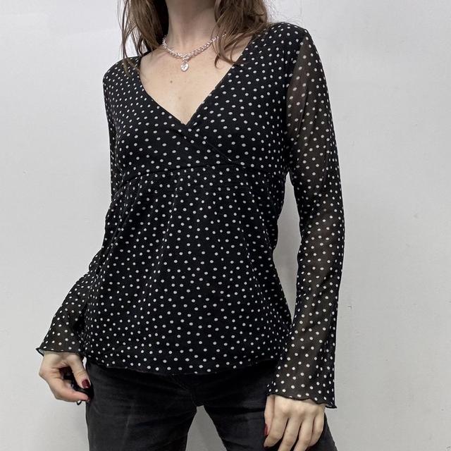 Coquette polka dot mesh shirt