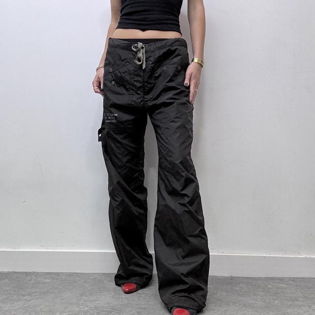 Black tech oversized diesel wide leg trousers
