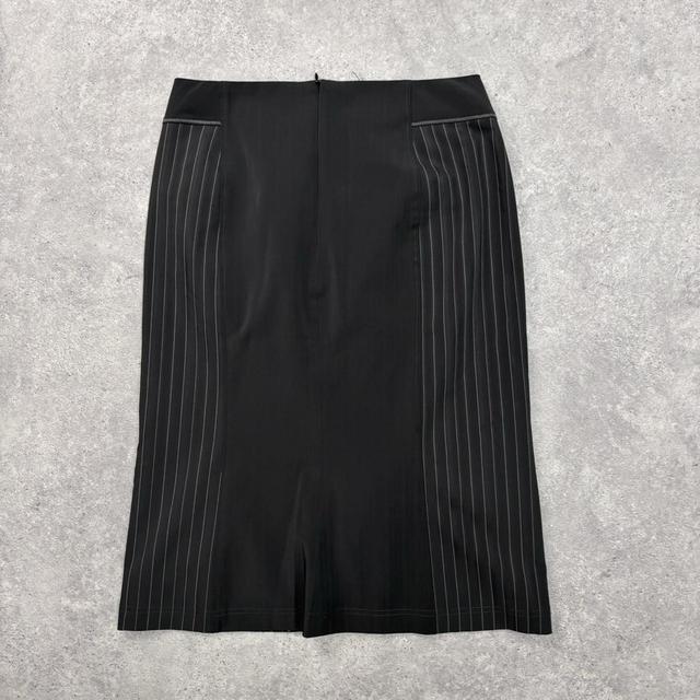 Grey pinstripe office skirt