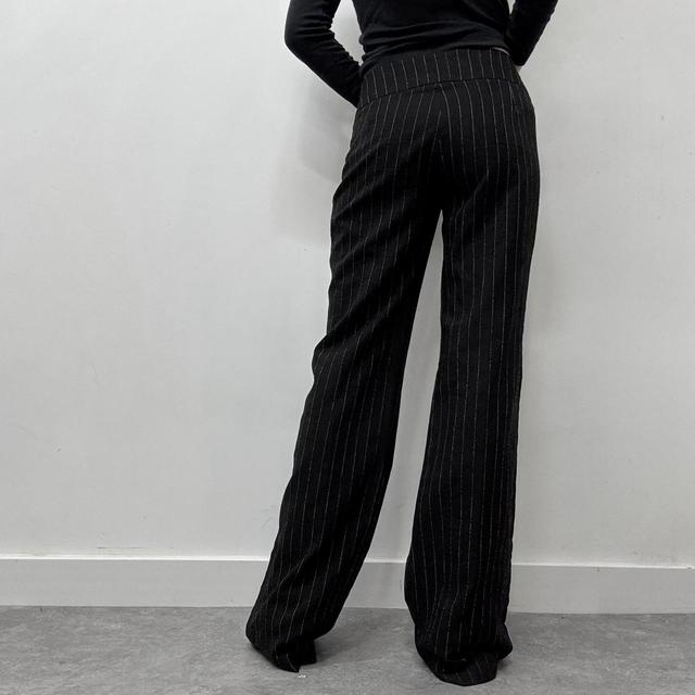 Pinstripe wide leg suit pants