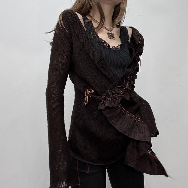 Slouchy wide neck knit cardigan