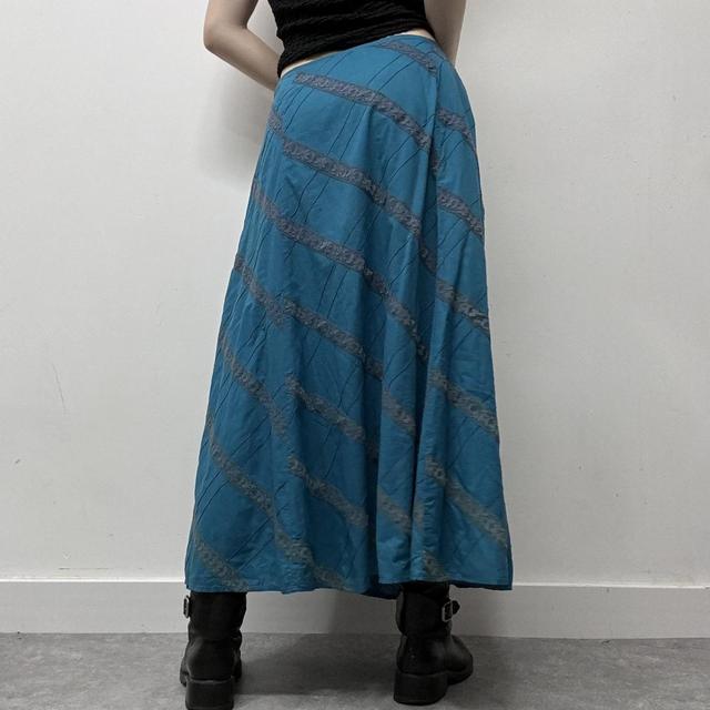 Blue lace flared skirt