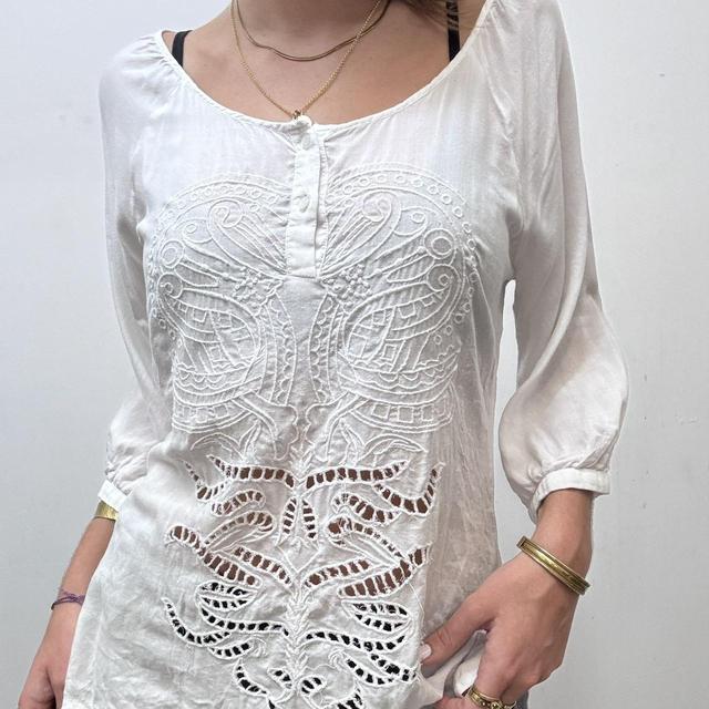 White lace boho floaty shirt