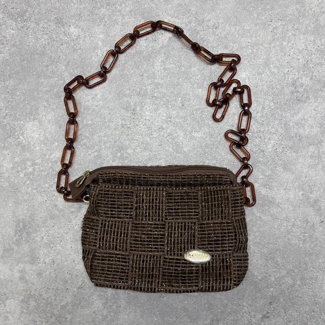 Brown woven crossbody bag