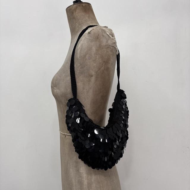 Black sequin slouchy bag