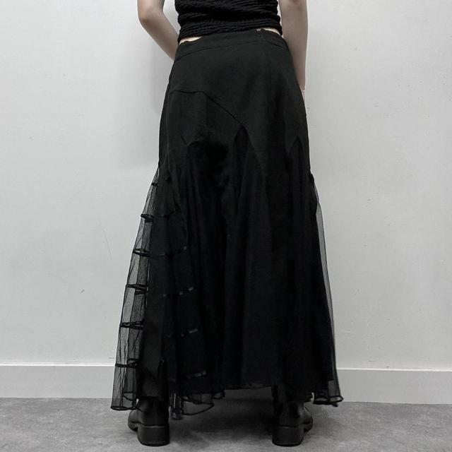 Gothic sheer black mesh maxi skirt