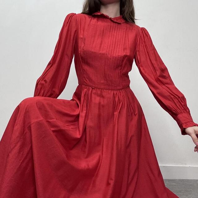 Red edwardian silk prarie dress