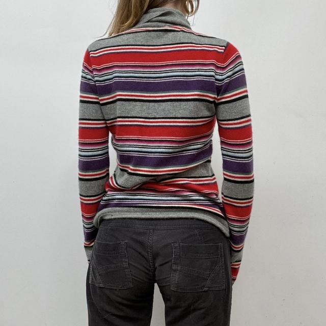 Cashmere strip jumper roll-neck